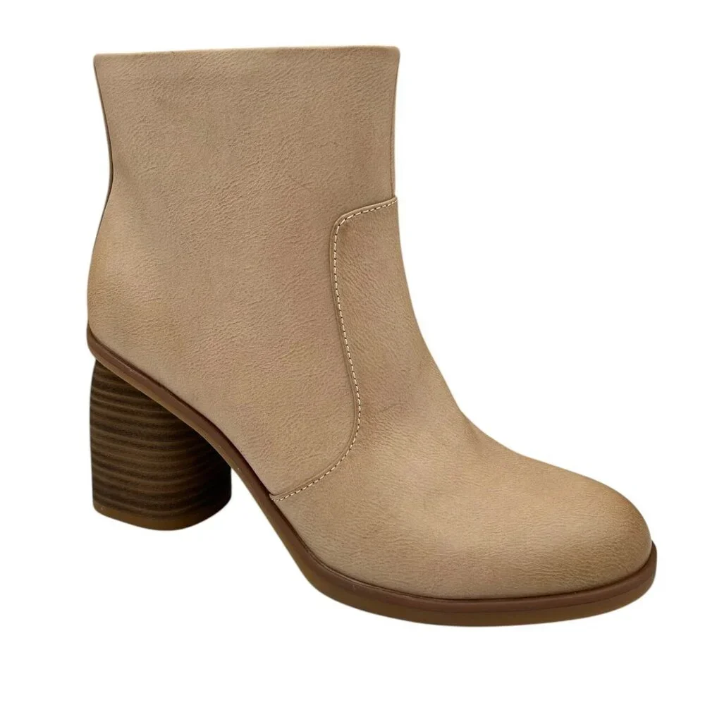 Korks Destiny Women’s Ankle Bootie Size 7.5-9‎ Cream- Beige- Tan Side Zip Boots